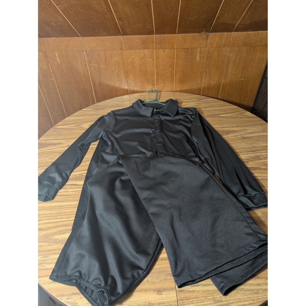Weissman Black Dance Outfit Set Long Sleeve Button Up Shirt Wide Leg Pants SA